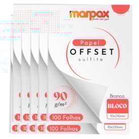 Papel Offset 90g Bloco 110x210mm Branco Marpax 1000 fls
