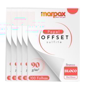Papel Offset 90g Bloco 110x210mm Branco Marpax 500 fls