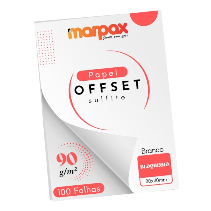 Papel Offset 90g Bloquinho 80x110mm Branco Marpax 100 fls