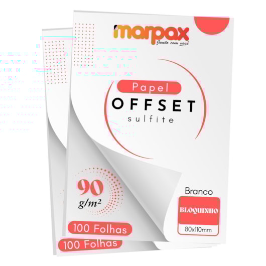 Papel Offset 90g Bloquinho 80x110mm Branco Marpax 200 fls