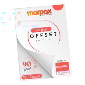 Papel Offset 90g Colegial 175x235mm Branco Marpax 100 fls