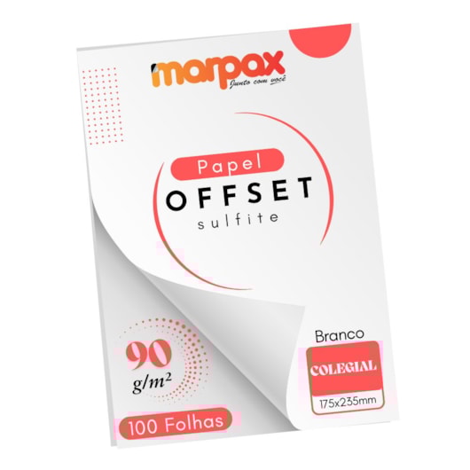 Papel Offset 90g Colegial 175x235mm Branco Marpax 100 fls