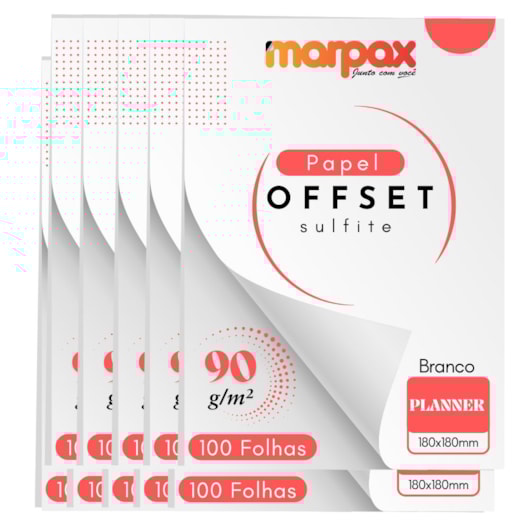 Papel Offset 90g Planner 180x180mm Branco Marpax 1000 fls