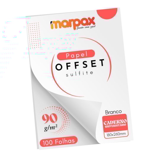 Papel Offset 90g Universitário 180x260mm Branco Marpax 100fl