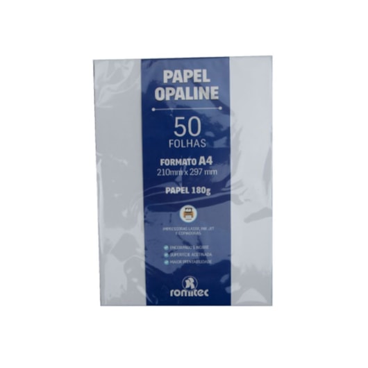 Papel Opaline 180g Acetinado A4 210x297mm Romitec 50fls