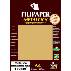 Papel Ouro Metalizado A4 210X297mm 180g Filipaper 15 Folhas