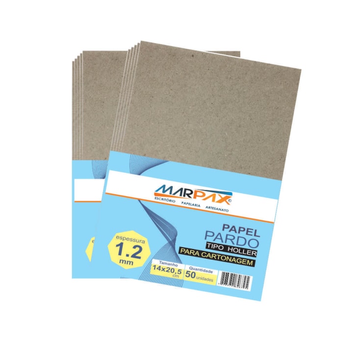 Papel para Cartonagem Pardo Tipo Holler 1,2mm 14x20,5cm 50un