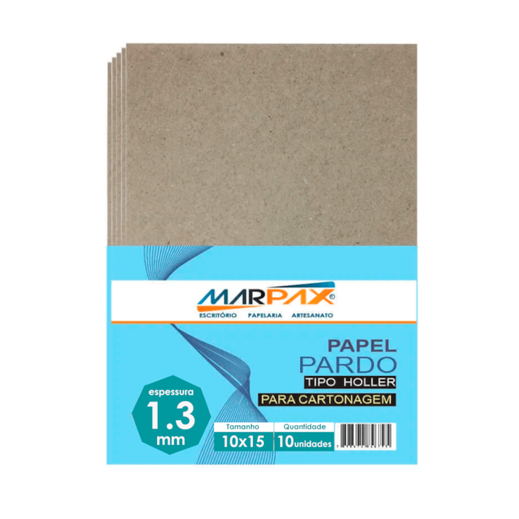 Papel para Cartonagem Pardo Tipo Holler 1,3mm 10x15cm 10un