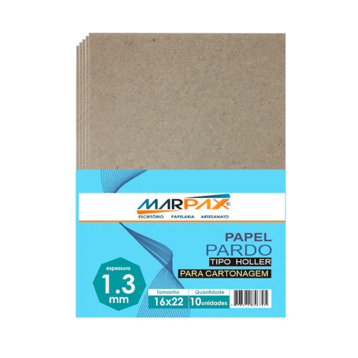 Papel para Cartonagem Pardo Tipo Holler 1,3mm 16x22cm 10un