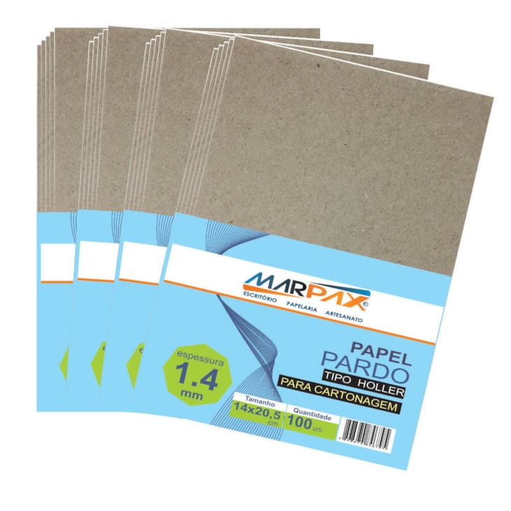 Papel para Cartonagem Pardo Tipo Holler 1,4mm 14x20,5 100un
