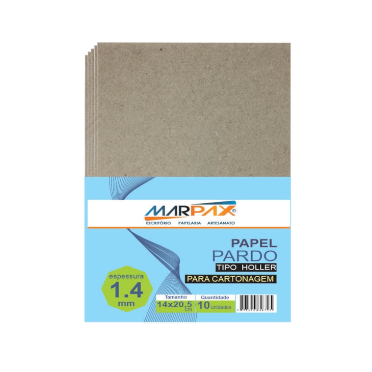 Papel para Cartonagem Pardo Tipo Holler 1,4mm 14x20,5cm 10un