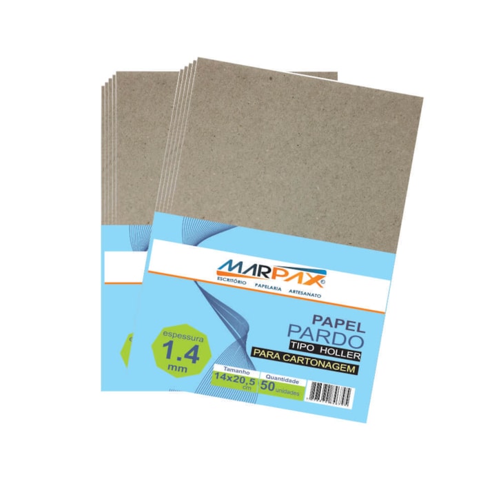 Papel para Cartonagem Pardo Tipo Holler 1,4mm 14x20,5cm 50un