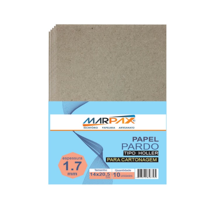 Papel para Cartonagem Pardo Tipo Holler 1,7mm 14x20,5cm 10un