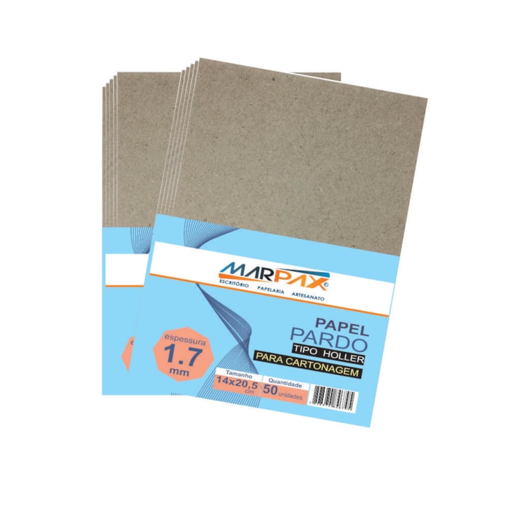 Papel para Cartonagem Pardo Tipo Holler 1,7mm 14x20,5cm 50un