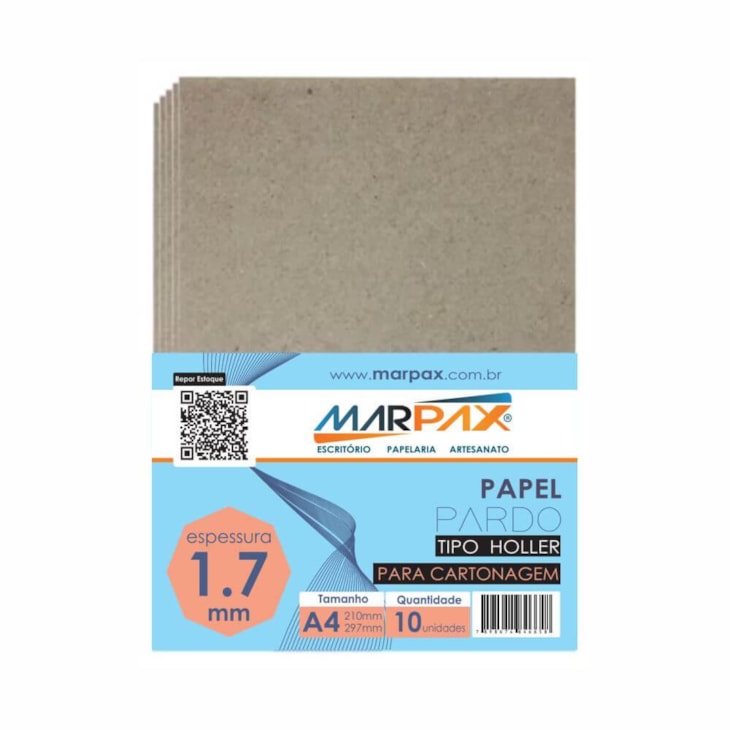 Papel para Cartonagem Pardo Tipo Holler 1,7mm A4 com 10un