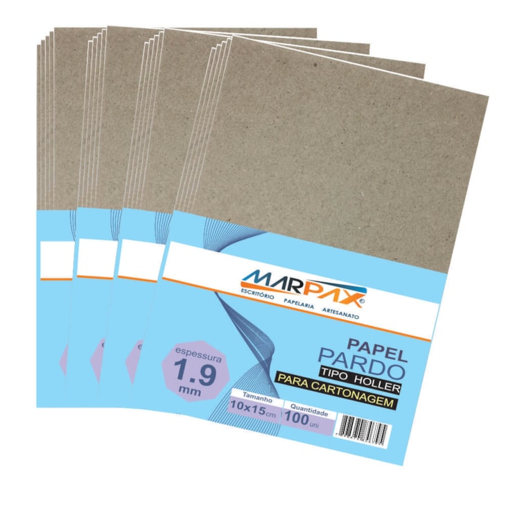 Papel para Cartonagem Pardo Tipo Holler 1,9mm 10x15cm 100un