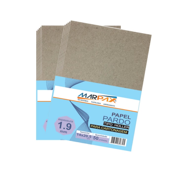 Papel para Cartonagem Pardo Tipo Holler 1,9mm 14x20,5cm 50un