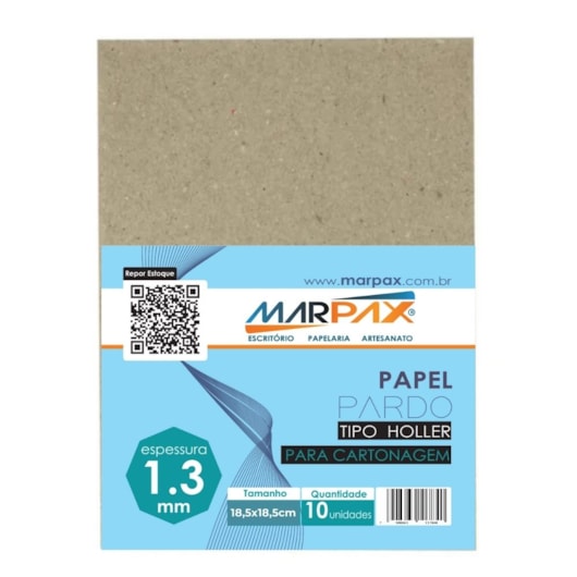 Papel para cartonagem Tipo Holler 1,3mm 18,5x18,5cm Marpax 10un Papel para cartonagem Tipo Holler 1,3mm 18,5x18,5cm Marpax 10un