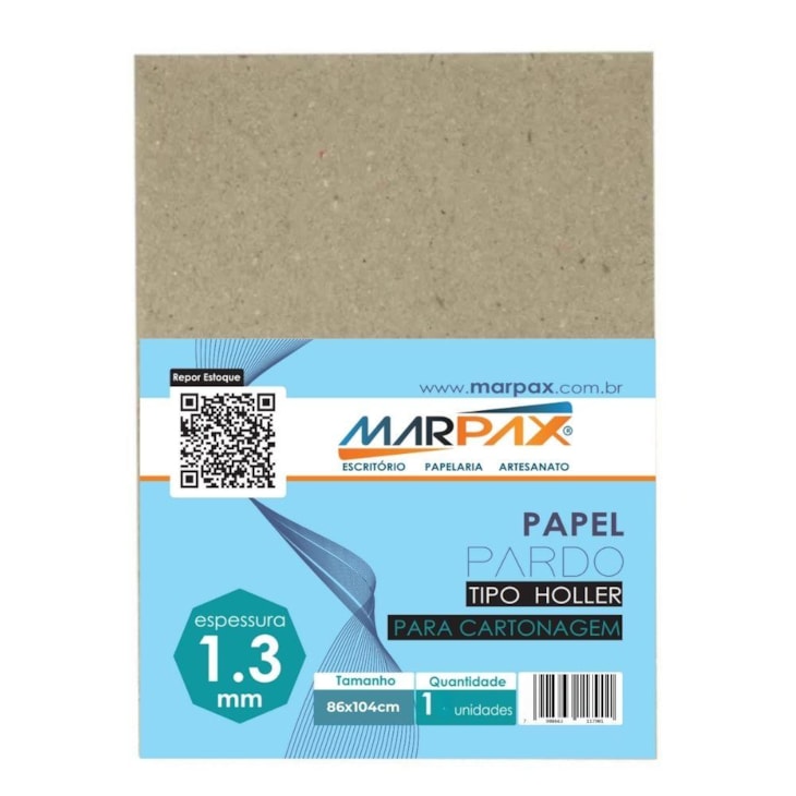Papel para cartonagem Tipo Holler 1,3mm 86x104cm Marpax 01un