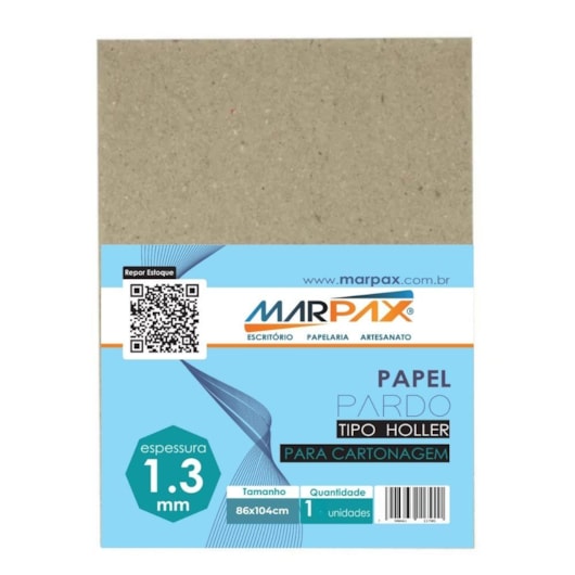 Papel para cartonagem Tipo Holler 1,3mm 86x104cm Marpax 01un Papel para cartonagem Tipo Holler 1,3mm 86x104cm Marpax 01un
