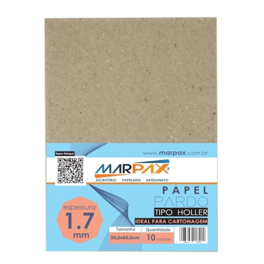Papel para cartonagem Tipo Holler 1,7mm 30,5x60,5cm Marpax 10un Papel para cartonagem Tipo Holler 1,7mm 30,5x60,5cm Marpax 10un