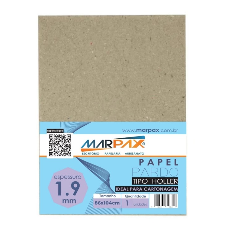 Papel para cartonagem Tipo Holler 1,9mm 86x104cm Marpax 01un