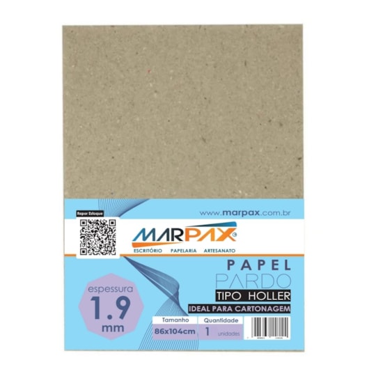 Papel para cartonagem Tipo Holler 1,9mm 86x104cm Marpax 01un Papel para cartonagem Tipo Holler 1,9mm 86x104cm Marpax 01un