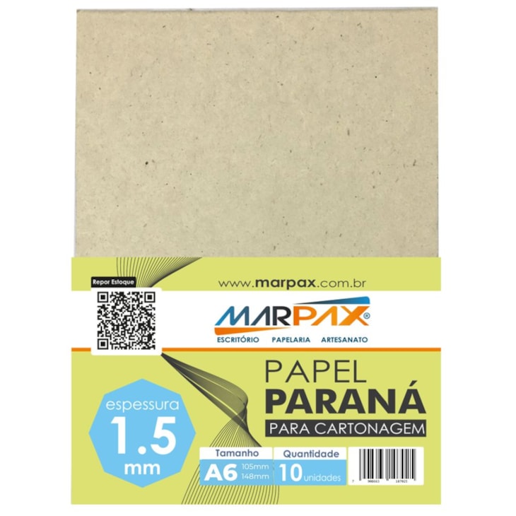 Papel paraná para Cartonagem 1,5mm A6 105X148mm Marpax 10un