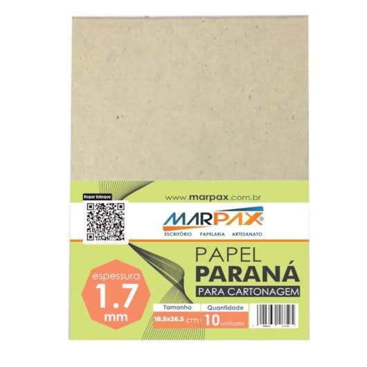 Papel Paraná para cartonagem 1,7mm 18,5x26,5cm Marpax 10un