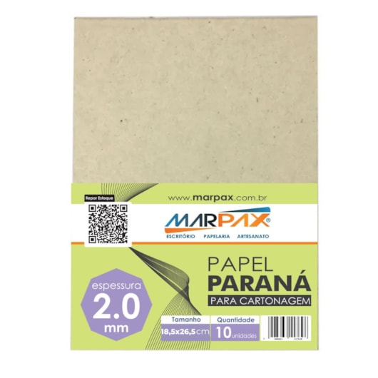 Papel Paraná para cartonagem 2,0mm 18,5x26,5cm Marpax 10un