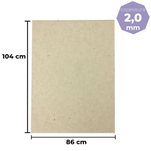 Papel Paraná para cartonagem 2,0mm 86x104cm Marpax 01un