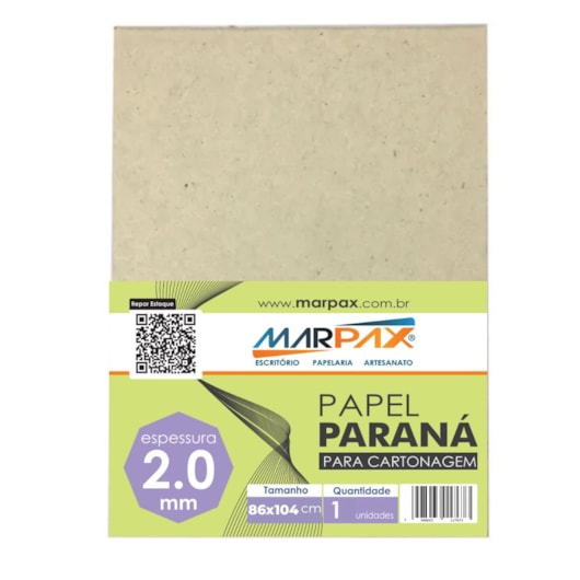 Papel Paraná para cartonagem 2,0mm 86x104cm Marpax 01un