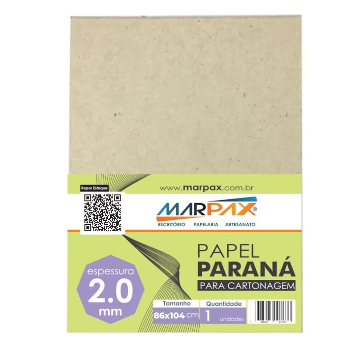 Papel Paraná para cartonagem 2,0mm 86x104cm Marpax 01un