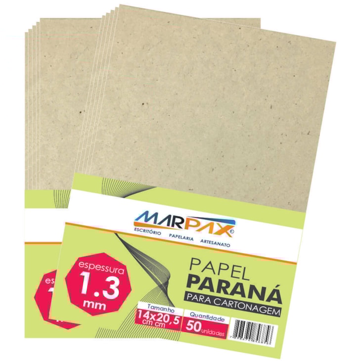 Papel Paraná para cartonagem Marpax 1,3mm 14x20,5cm 50un