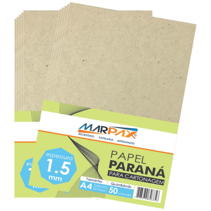 Papel Paraná para cartonagem Marpax 1,5mm A4 210x297mm 50UN
