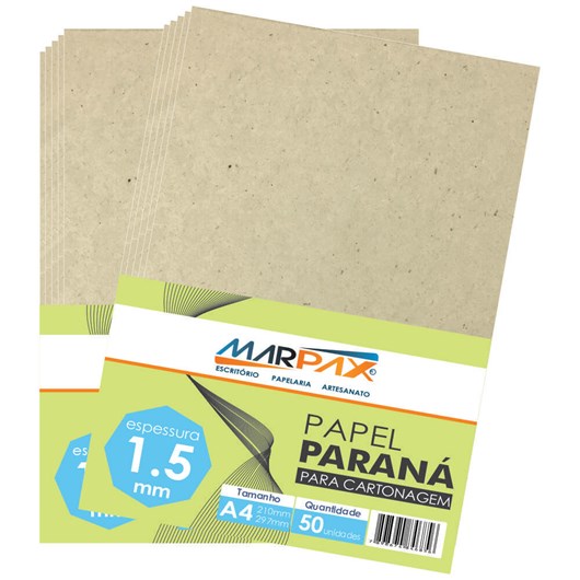 Papel Paraná para cartonagem Marpax 1,5mm A4 210x297mm 50UN