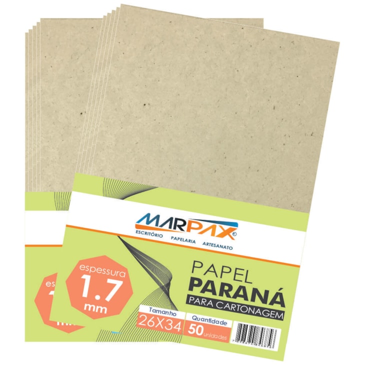 Papel Paraná para cartonagem Marpax 1,7mm 26x34cm 50UN