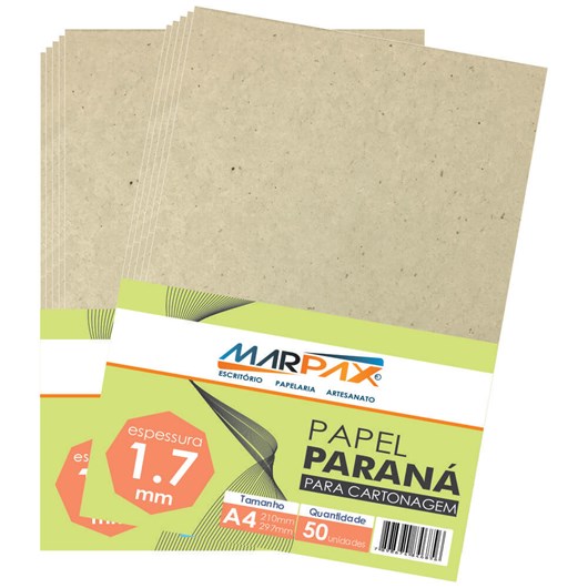 Papel Paraná para cartonagem Marpax 1,7mm A4 210x297mm 50UN