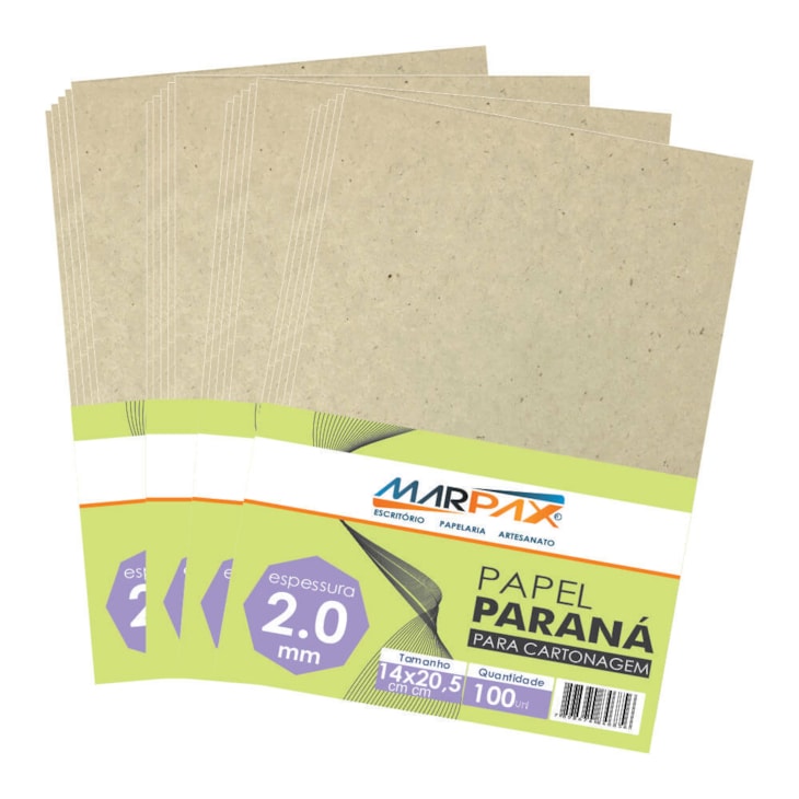 Papel Paraná para cartonagem Marpax 2,0mm 14x20,5cm 100un
