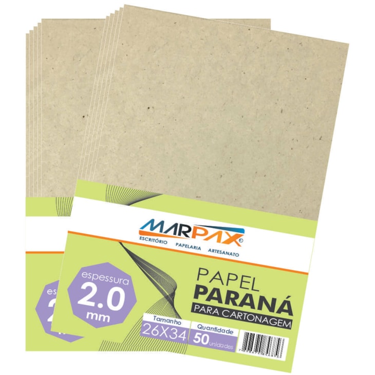 Papel paraná para Cartonagem Marpax 2,0mm 26X34cm com 50un