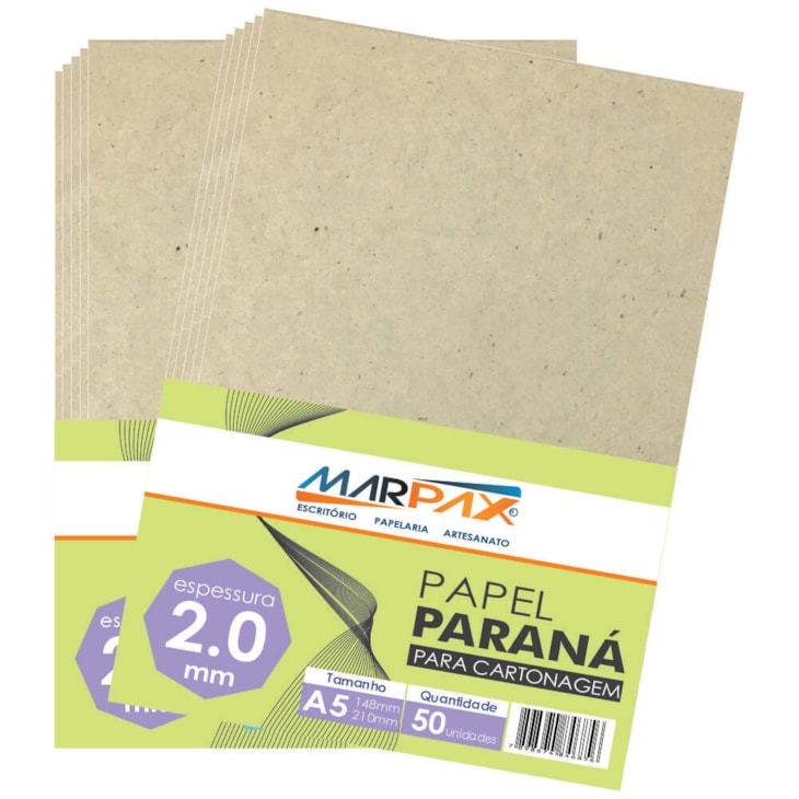 Papel Paraná para cartonagem Marpax 2,0mm A5 148x210mm 50UN