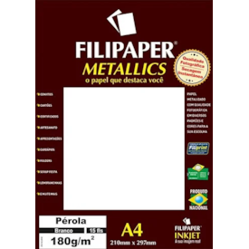 Papel Perolado Branco A4 210X297mm 180g/m² Filipaper 15 fls