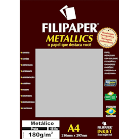 Papel Prata Metalizado A4 210x297mm 180g Filipaper 15fls