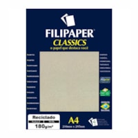 Papel Reciclado Natural 180g A4 210x297mm Filipaper 50fls