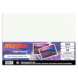 Papel Speed Liso Jato de Tinta 198x301MM 250mic Marpax 25fls