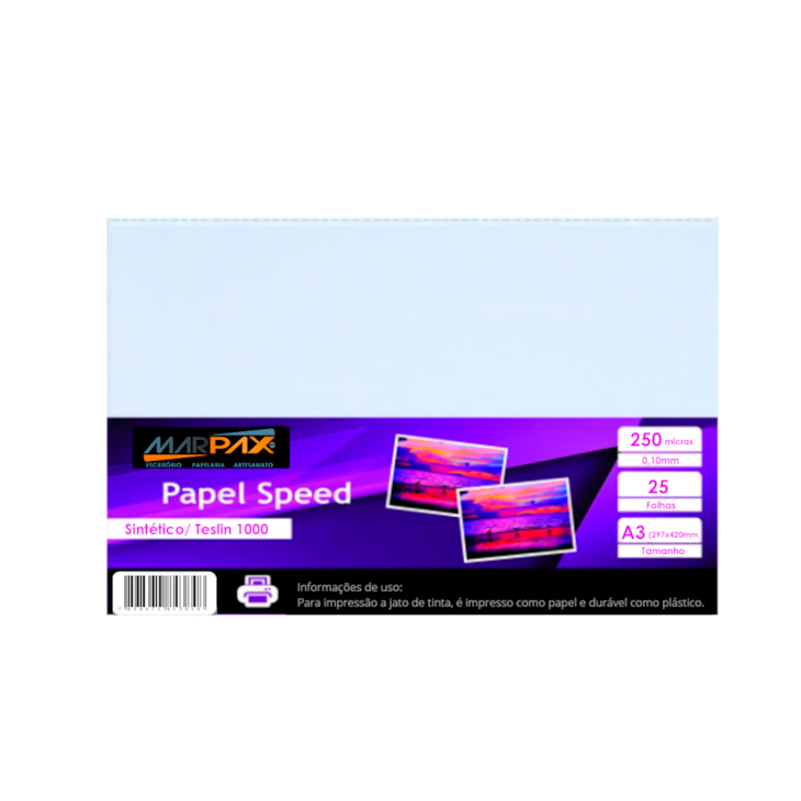 Papel Speed Sintético Teslin 1000 Jato de Tinta A3 297X420MM 25fls