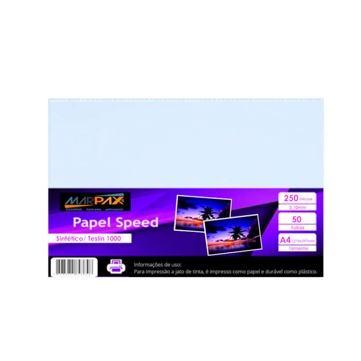 Papel Speed Sintético Teslin 1000 Jato de Tinta A4 210x297MM 50fls