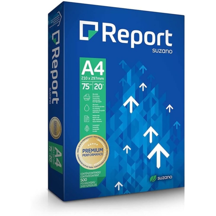 Papel Sulfite A4 75g para Impressão Report Branco 500fls