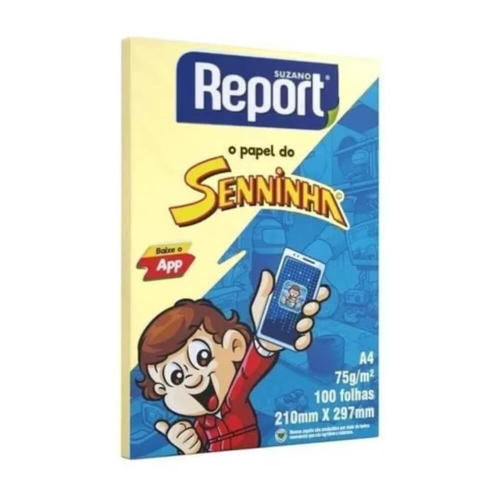 Papel Sulfite Report Senninha A4 75g/m² Amarelo 100 fls