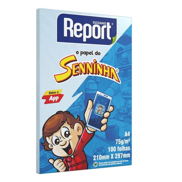 Papel Sulfite Report Senninha A4 75g/m² Cor Azul 100fls